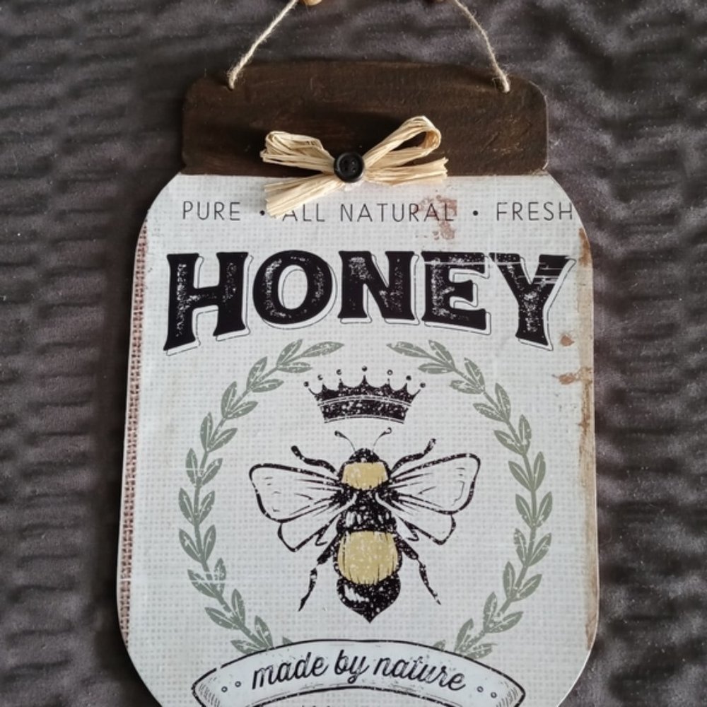 wood mason jar with honey designs